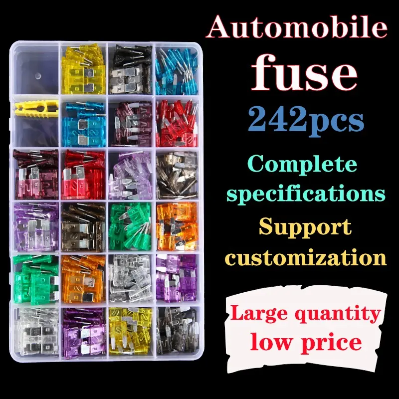 Combinación de fusibles variados para coche, caja de fusibles de zinc para seguro de automóvil, 2A-40A, 242 Uds.