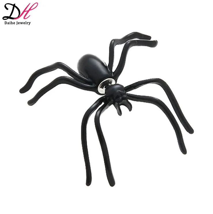 Pendientes de araña negra, con personalidad, de doble cara, para Halloween