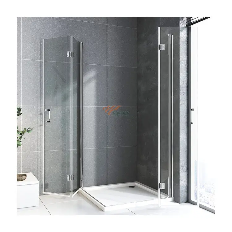 Maison villa personnalisée cabine de douche salle de bain enceinte de douche en or quincaillerie avec base en ABS acrylique