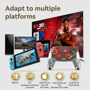 用于PS4控制器PS3控制游戏控制台的透明无线游戏手柄控制器6轴操纵杆双振动游戏手柄 - Product Image 3