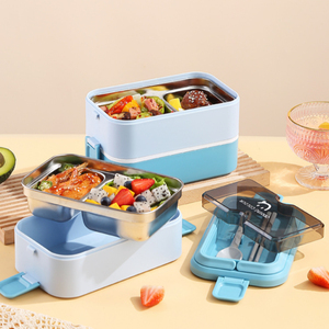 WXL5882層スクールキッズオフィスワーカー電子レンジ加熱ランチ食品収納ボックスステンレス鋼ランチボックス - Product Image 3
