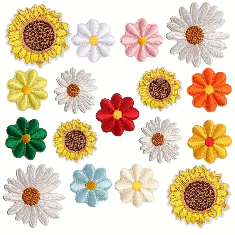 Fashion Clothing Accessories Flowers Embroidered Appliques Patches Custom Iron on Logo Chenille Embroidery Patches