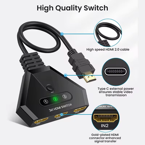 3 en 1 4K 60Hz HDMI switch selector de interruptor de matriz automatizado KVM HDMI 3 monitores 1 DisplayPort HDMI switch - Product Image 4