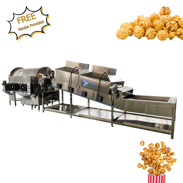 Machine à pop-corn commerciale en acier inoxydable, ligne de traitement de pop-corn industriel multi-saveur de chine