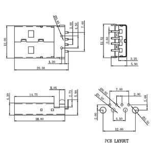 <strong>Usb</strong> 2.0 a Type a Male <strong>90</strong> Connector Socket Plug <strong>90</strong> <strong>Degree</strong> DIP Type a Male Connector 4Pin 1.5A 30V - Product Image 2