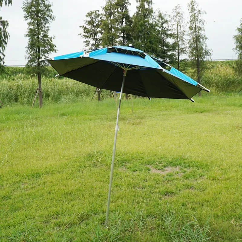 Venta al por mayor de rotación ajustable paraguas doble capa al aire libre a prueba de viento pesca paraguas
