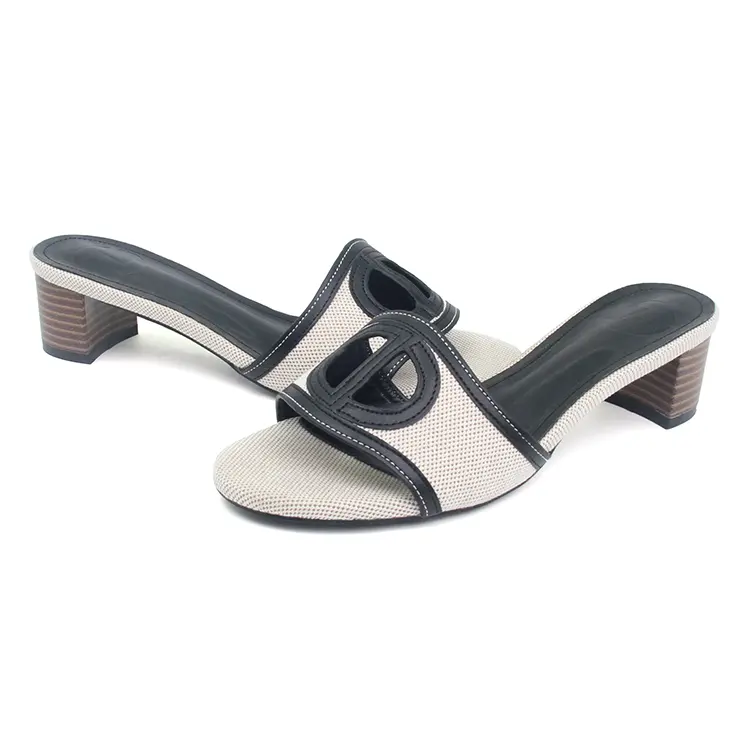 Personnalisation rapide des sandales pour femmes et des chaussures pour femmes à bout rond à la mode avec des talons épais et des talons hauts