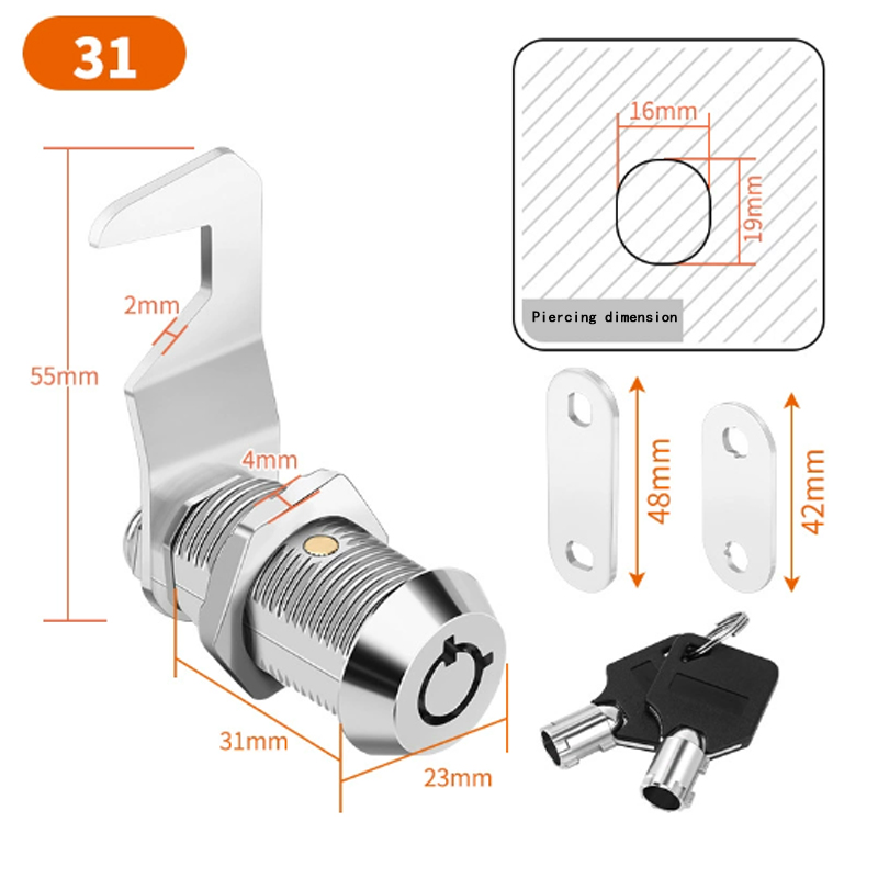 31mm silver open-ended rubber key Two keys