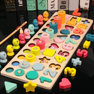Unisex haneli blok eğitim bulmaca oyuncak Montessori malzemeleri numaraları mektuplar bebekler tulumları ahşap öğrenme blokları oyun çalışması - Product Image 3