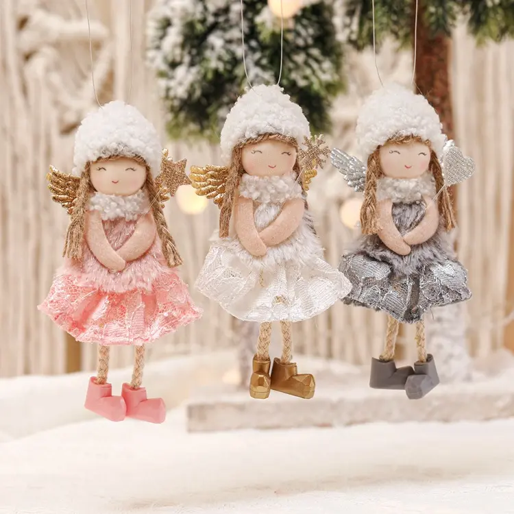 Grosir liontin boneka malaikat perempuan dekorasi rumah dekorasi Selamat Natal untuk pohon pesta pernikahan dekorasi gantung pohon Natal