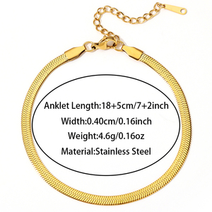 महिला जलरोधक समायोज्य फ्लैट सांप श्रृंखला एले आउटडोर पैर की सजावट pvd सोने की प्लेटेड स्टेनलेस स्टील टखने की चेन - Product Image 5