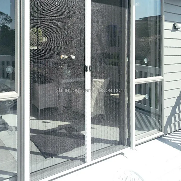 Fábrica al por mayor DIY mosquitera puerta de aluminio rodillo mosquitera puerta con lado central abierto