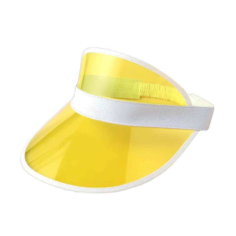 Visera de plástico transparente personalizada protección UV sombrero gorra transparente colorido PVC verano vacío sombreros de copa sombrero de Sol para Mujeres Hombres niños
