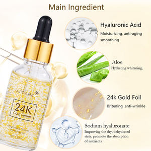 Siero viso in oro 24 carati all'ingrosso con etichetta privata per siero viso sbiancante siero oro 24 carati idratante profondo di alta qualità 30ML