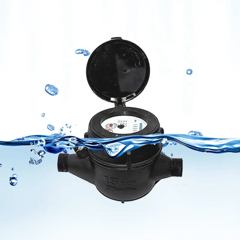 Medidor de agua fría mecánico de esfera húmeda tipo multichorro sellado con líquido de plástico ABS de 2024