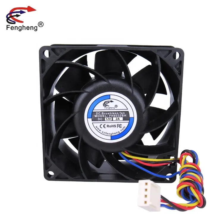 Ventilador de refrigeração, ventilador de plástico sem escova, rolamento esferas 80x32mm dc 12v 2a 8500rpm 8032 80x80x32mm