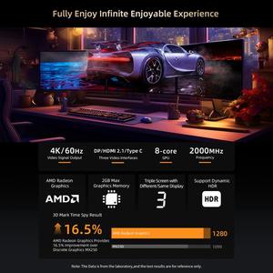 新デザインBMAX B5A Pro 2025 Win 11ミニPC 16GB + 512GB AMD Ryzen 7 CPUコンピュータミニゲームPCサポートRJ45/TFカード - Product Image 4