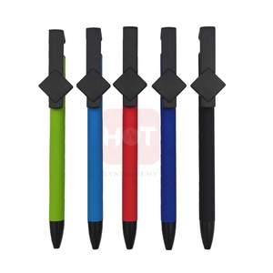 定制二维码标志印刷方形夹子橡胶软金属圆珠笔，带移动支架 - Product Image 3