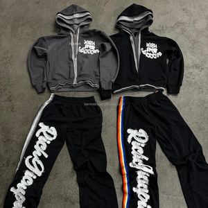 Imalatı özel çok 3 üç üçlü katmanlı Hoodie Unisex 2 çift katmanlı kapşonlu boy erkekler Boxy fermuarlı kapüşonlu eşofman üstü işlemeli - Product Image 5