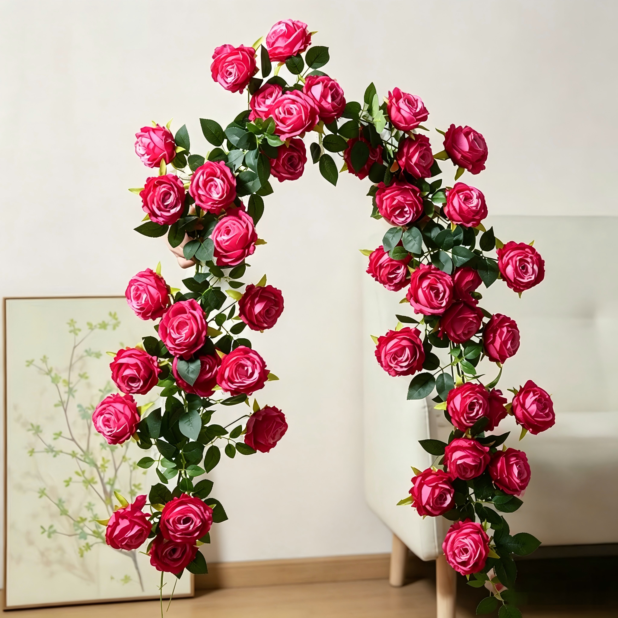 Rose-red large-flowered monet climbing rose-one piece