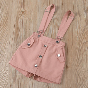 CJS2102ファッションサマーキッズベビーガールズホワイトレースシャツピンクサスペンダーショーツ子供服セット1-6歳