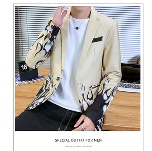 In Giải Trí Phù Hợp Với Người Đàn Ông Của Mùa Thu Mới Web Người Nổi Tiếng Cá Tính Áo Khoác Hàn Quốc Phiên Bản Mỏng Nhỏ Phù Hợp Với Đẹp Trai Duy Nhất Nút Phù Hợp Với - Product Image 6