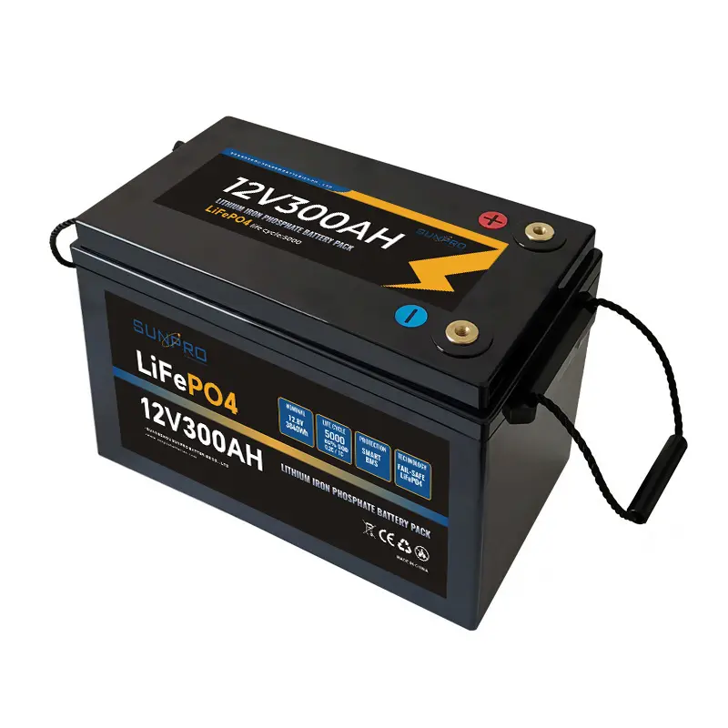 SUNPRO LFP 12.8V 300 Amp Horas acumulador recarregável Lifepo4 300ah 12V Lithium AGM GEL Substituição