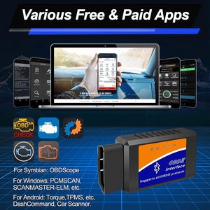 ELM327 OBD2BluetoothスキャナーコードリーダーforAndroid Windows自動車診断スキャンツールOdb2OBDIIアダプター12Vカーアナライザー - Product Image 5