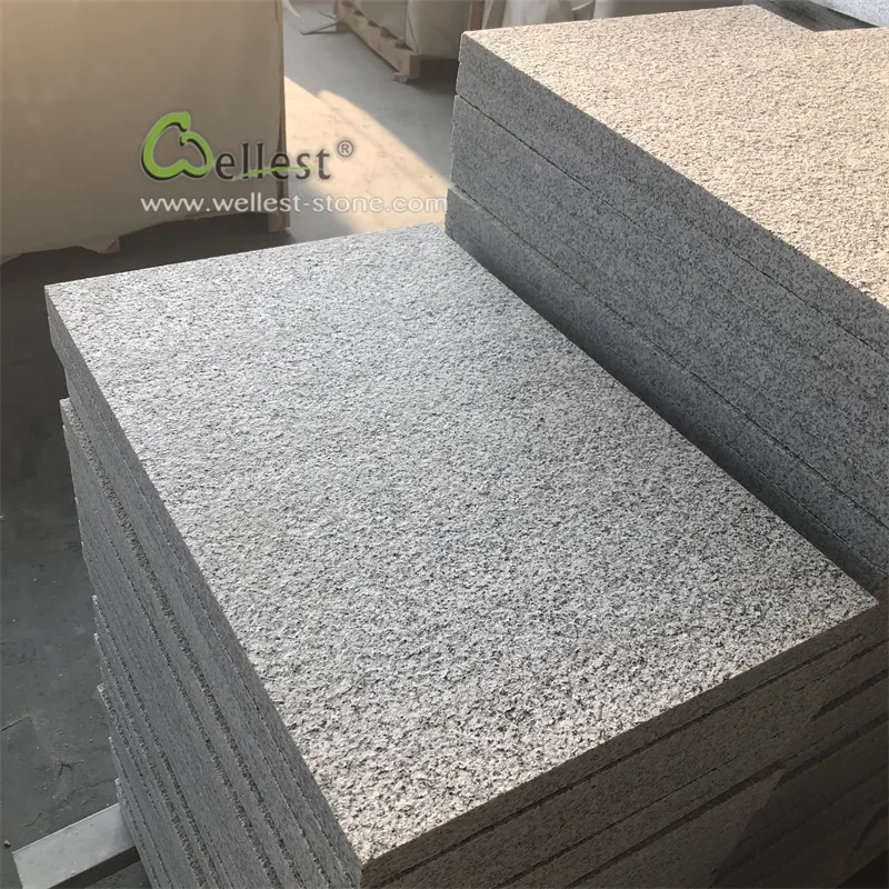 Trung Quốc Đá Granite G603 Ánh Sáng Màu Xám Flamed Granite Lát Gạch Sàn Ngoài Trời Granite Tile