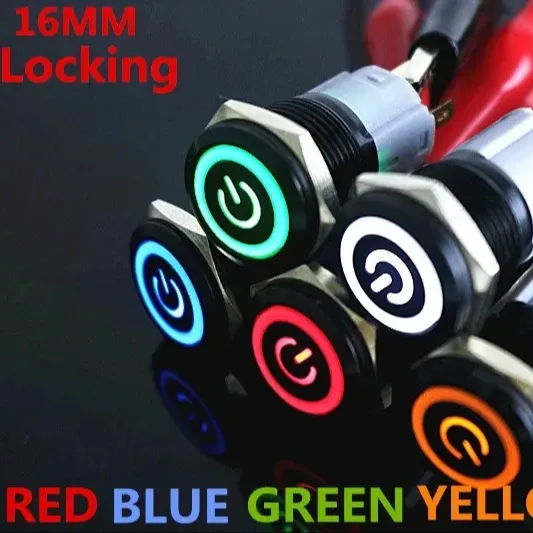 16mm Loch LED Metall Auge Ecke Power Button Schalter selbstsicher nder Knopf Durchmesser 10mm hohe Qualität H.