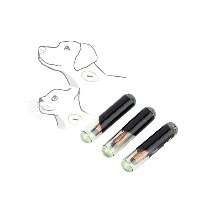 Vendita calda FDX-B Microchip rfid nfc 216 EM4305 Glass Tag 2.12x12 1.4x8 1.25x7mm Pet Micro Chip Implant Animal Id Dog Microchip