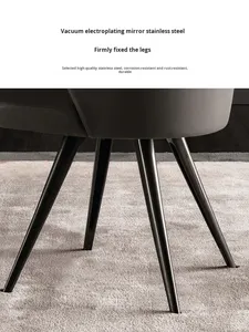 Silla de comedor de cuero de diseñador italiano con estilo minimalista ligero de lujo para hoteles clubes oficinas salones de uñas áreas de maquillaje venta - Product Image 5
