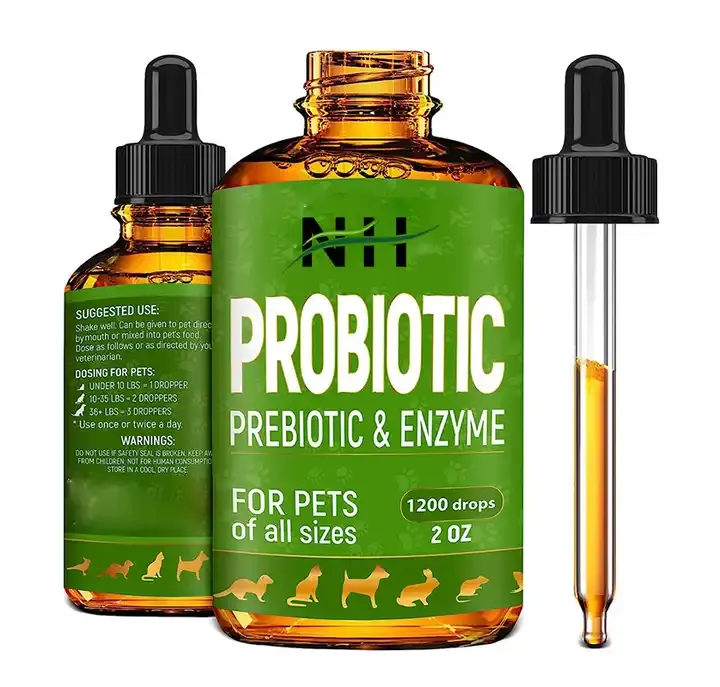 Oem/odm 100% ธรรมชาติ prebiotic & probiotic สัตว์เลี้ยงสุนัขของเหลวหยดอาหารเสริมภูมิแพ้โปรไบโอติกสำหรับสัตว์เลี้ยง
