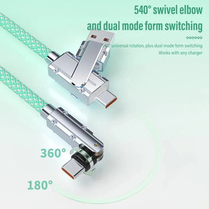 <strong>2</strong> <strong>in</strong> <strong>1</strong> Fast Charging Cable PD 100W USB to Type C Rotation Braided Data Cable for Huawei Xiaomi Samsung Charge Wire Dual Type C - Product Image 2