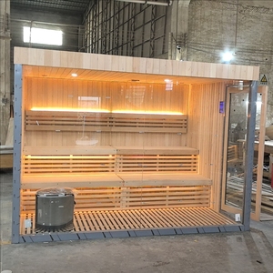 Design esterno in legno massiccio con pannello di controllo del <span class=keywords><strong>Computer</strong></span> in vendita, sala Sauna secca tradizionale per 2 persone in cedro!