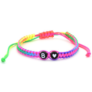 LGBT Pride Rainbow String Flat Knot Woven Bracelet Adjustable Handmade Ropes Braided A-Z Letter Heart Bracelets for <strong>Couples</strong> - Product Image 2