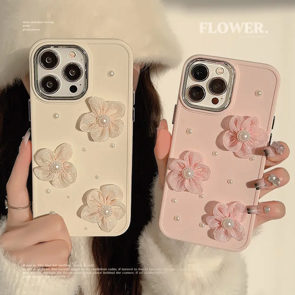 Dekorasi bunga sarung ponsel pintar mutiara berlian untuk iphone 15 14 13 12 11