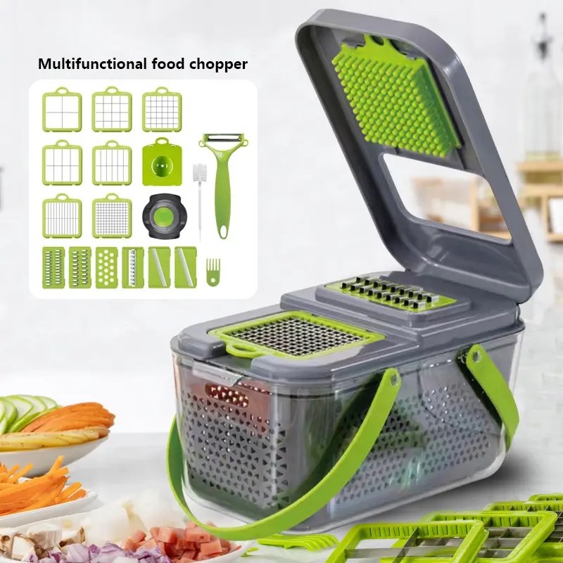 Cortador de legumes multifuncional, ferramentas e utensílios de cozinha, fatiador de legumes com 13 lâminas de aço inoxidável
