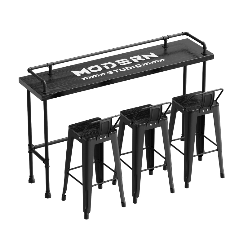 Mesa larga negra 180+3 sillas