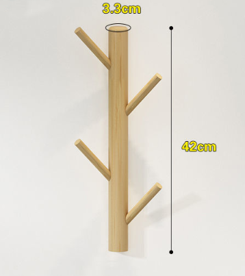No-Drill Wall Mounted 4-Hook (madera natural)