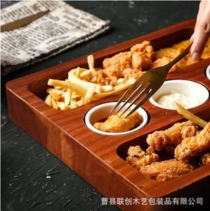 Sabri cổ điển rắn gỗ Snack tấm hình chữ nhật nhà hàng bít tết Platter cho khoai tây chiên chiên gà dips cho cắm trại - Product Image 4