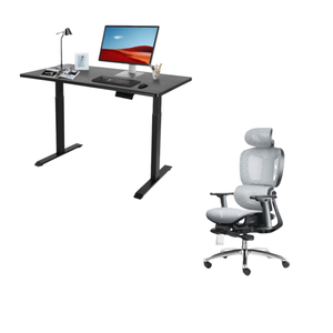 Venta caliente Diseño moderno Dos motores Escritorio de pie y juego de silla de malla de ingeniería para Supervisor de oficina Cuello blanco - Product Image 5
