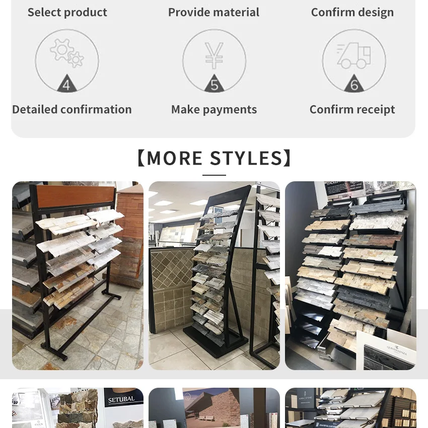 New style cheap stone slab display frame artificial natural quartz stone marble granite inclined placement tile display shelf