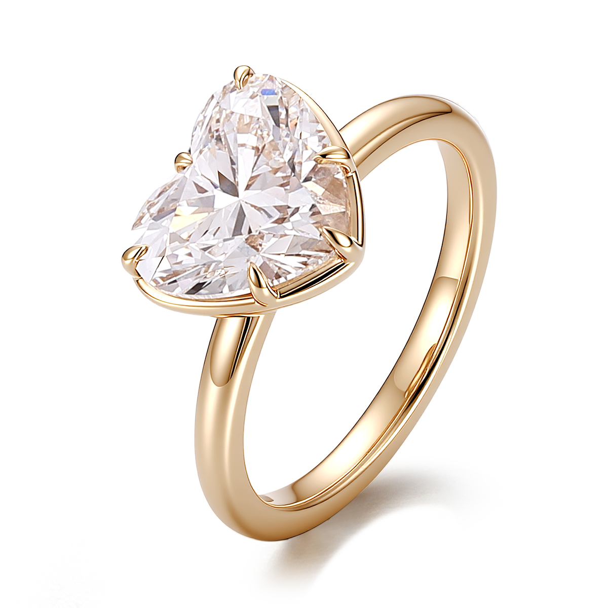 Anillo de oro macizo de 14 quilates con diamante de laboratorio