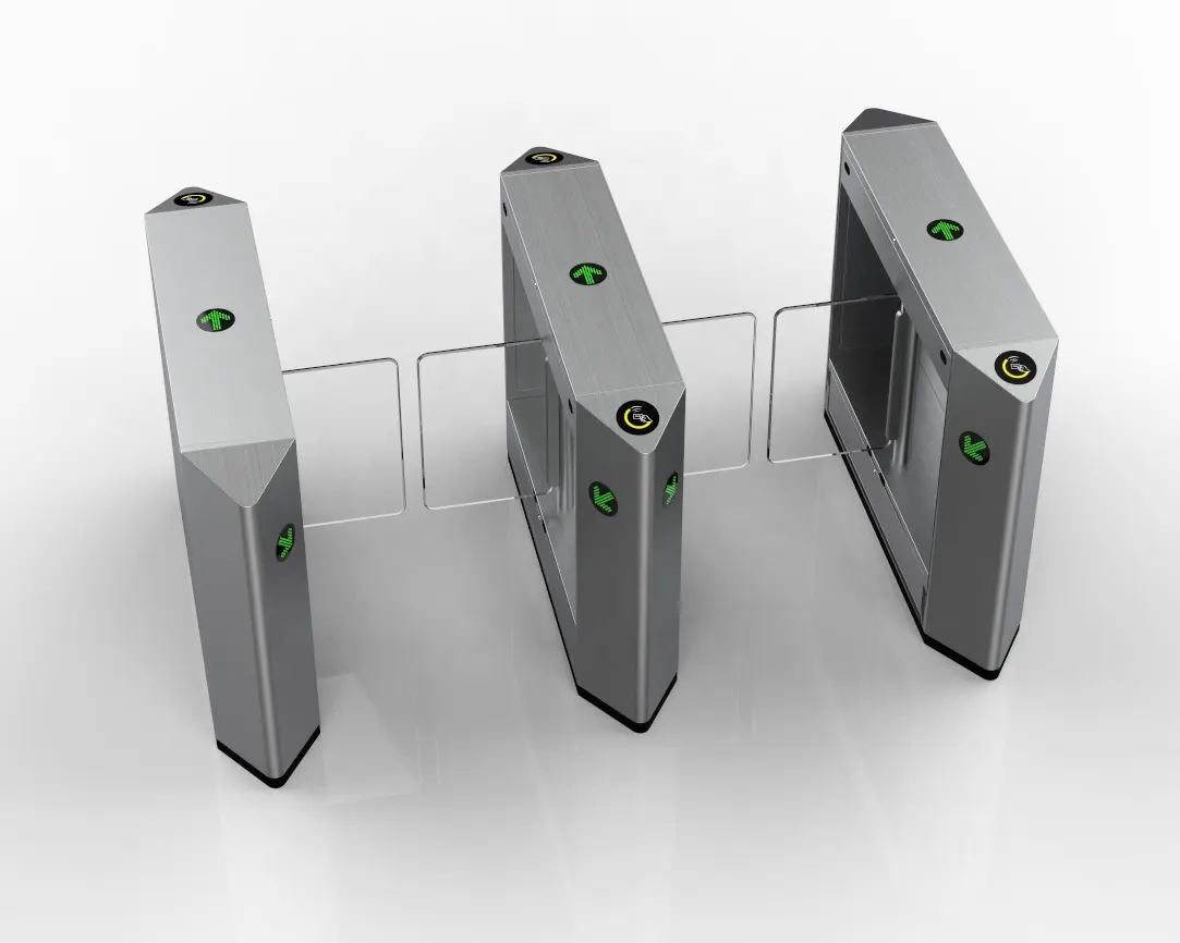 RFID Waist High Access Control Glass Turnstile Swing Gate Qr Barcode Swing Turnstile Barrier Gate Anti-Breakthrough Barrier