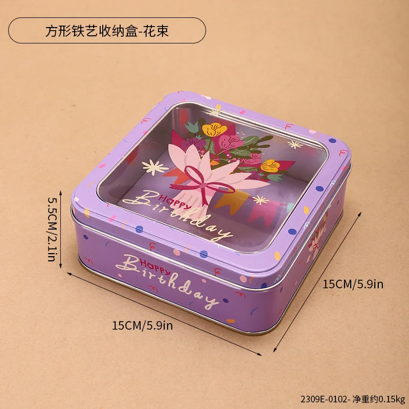 2309E-0102--Caja de almacenamiento de hierro cuadrada - Ramo