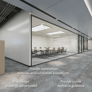 Modern <strong>Modular</strong> Divider Black Frame Frameless Profile Partit Panels Soundproof Movable Rooms Office Glass <strong>Partition</strong> Wall <strong>System</strong> - Product Image 3
