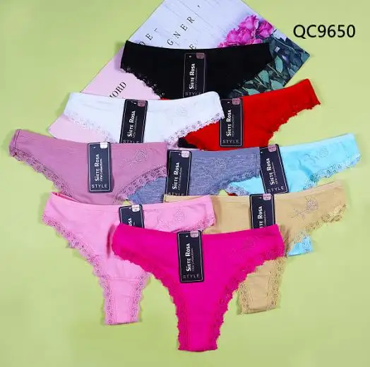 Tanga de encaje suave y sexy para mujer, algodón y licra, colores mezclados, talla mixta, cómoda, en una variedad de colores