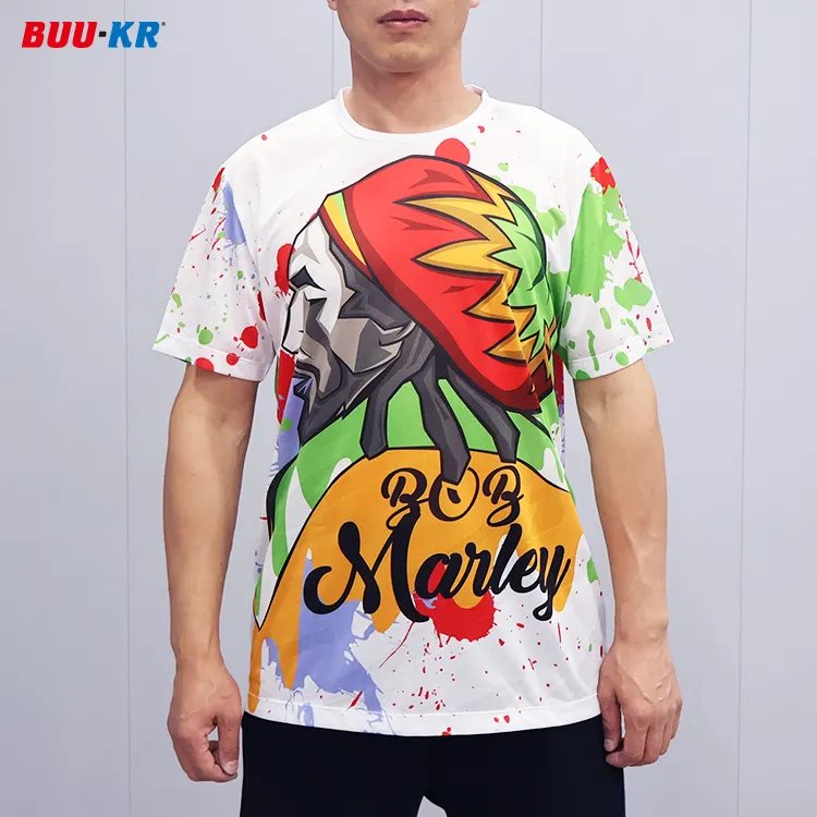 Buker hombres personalizado comodidad colores sublimación celebridad gráfico impresión digital logotipo personalizado camiseta