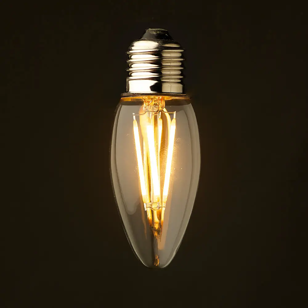 Led Vintage Edison Lamp Kandelaar C35/C35L-6W Led Filament Kaars Lamp, Vervang 60W, E14 Base, clear Warm Wit 2700K, 120V Ac